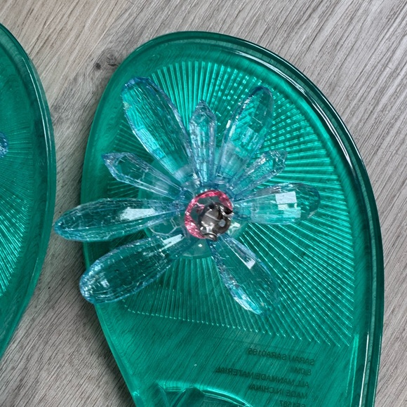 NWOT Betsey Johnson Sarai Teal Jelly Sandals clear pink Floral Accent Size 8 - Picture 4 of 7